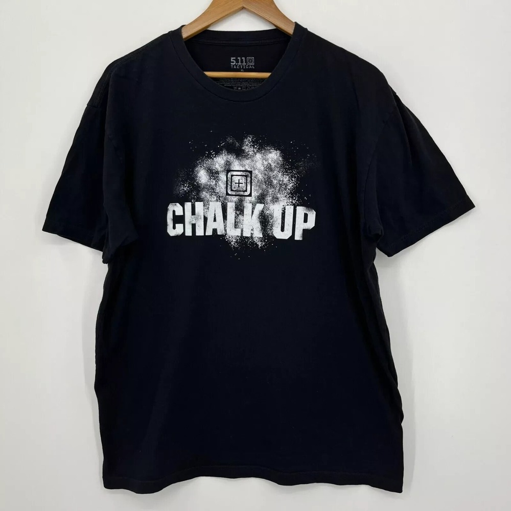 5.11‎ Tactical T-Shirt Men's Size XL Black Chalk Up Logo Short Sleeve Crew Neck
